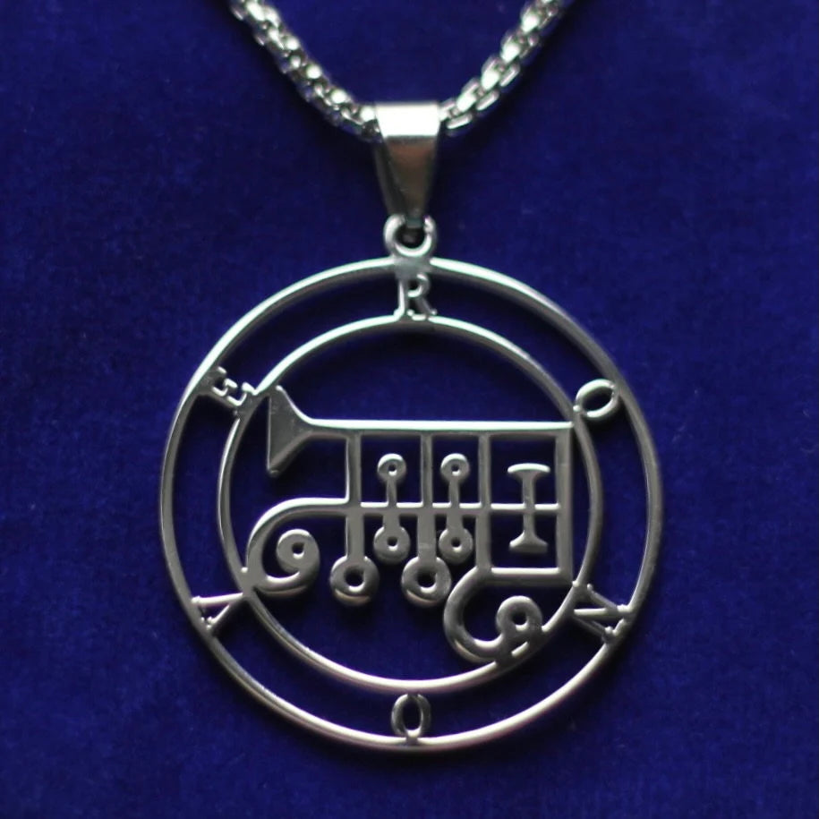 Ronove Sigil Pendant Necklace, Silver Stainless Steel, Lesser Key of Solomon