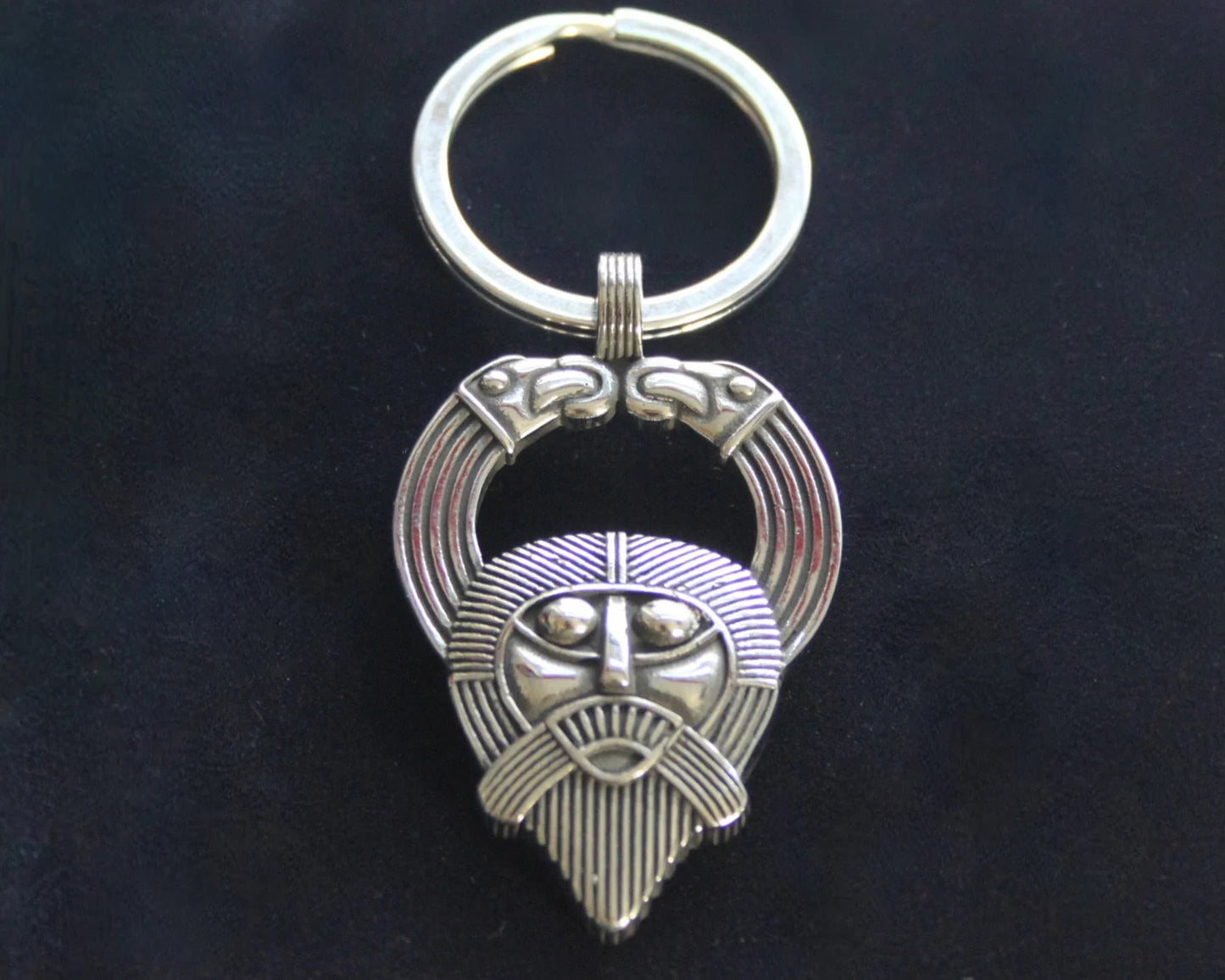 Odin with Ravens Viking Pendant Keyring, Silver Stainless Steel Keychain