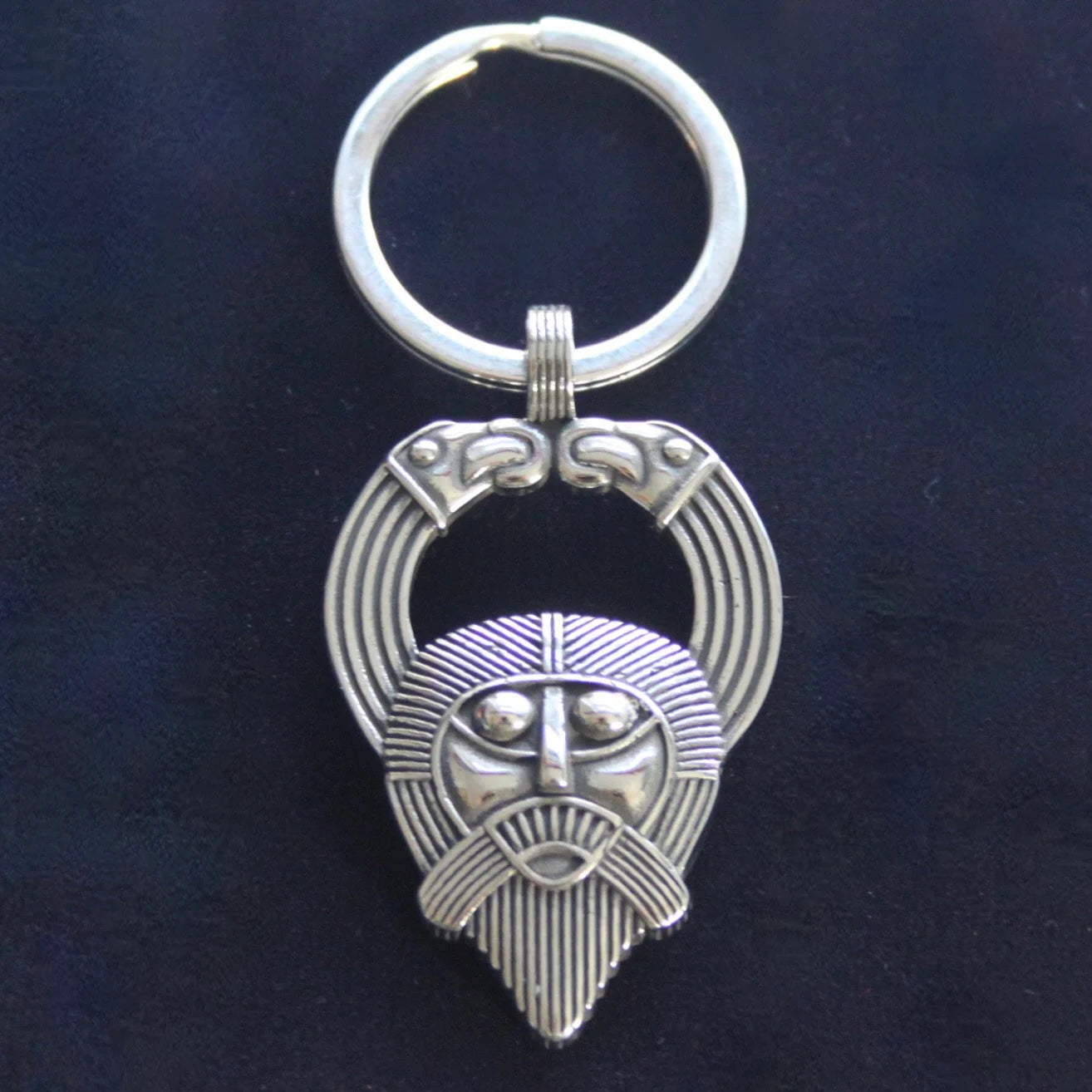 Odin with Ravens Viking Pendant Keyring, Silver Stainless Steel Keychain