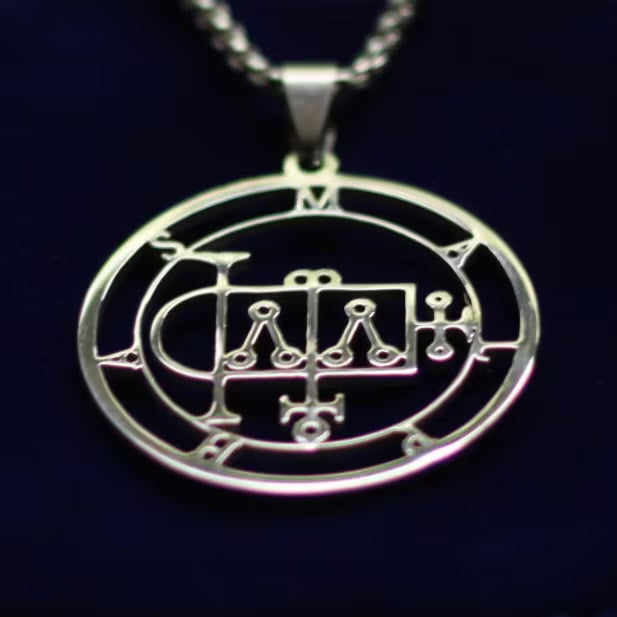 Malphas Sigil Pendant Necklace, Silver Stainless Steel, Lesser Key of Solomon