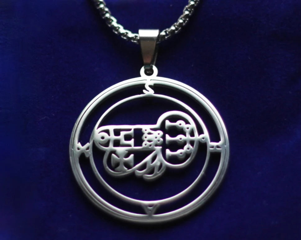 shax sigil silver pendant necklace