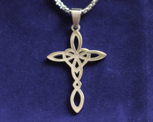witch knot cross heart silver pendant necklace